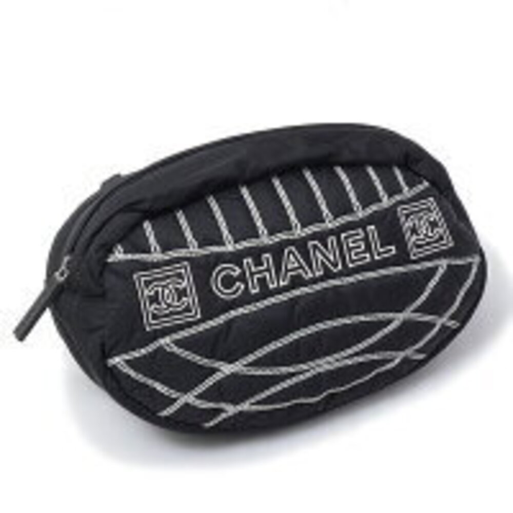 Chanel Sport Body Bag Black White Nylon